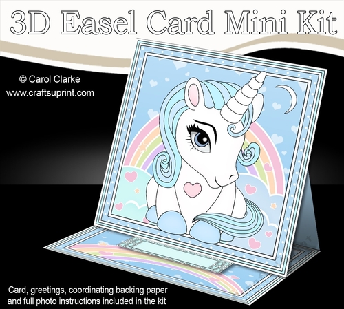 3D Easel Card Mini Kit - Cute Little Unicorn