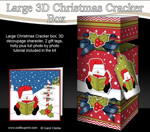 3D Large Christmas Cracker Box Mini Kit -  Snowman Oli reads an Xmas Story