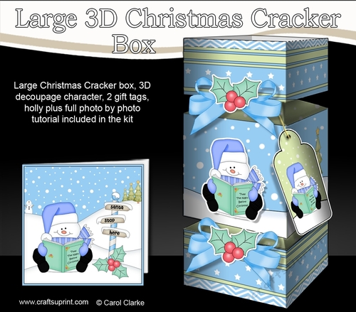 3D Large Christmas Cracker Box Mini Kit -  Snowman Oli reads an Xmas Story