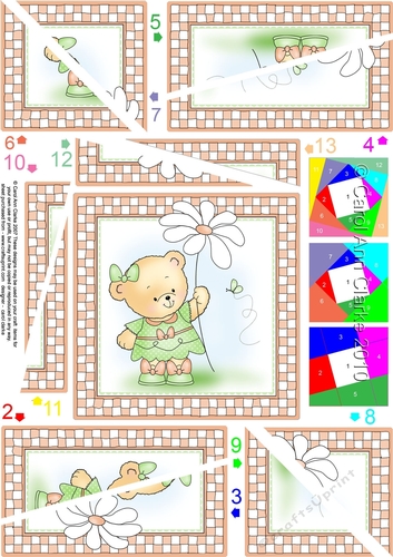 Hunney Bear Rosie has a Flower - Twisted Spiral Side Stacker