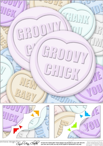 Groovy Chick Sweet Heart - 8 x 8 Scalloped corner Topper