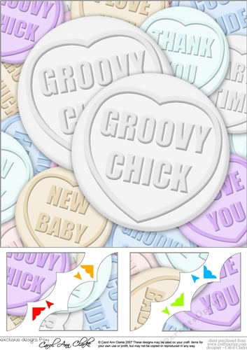 Groovy Chick Sweet Heart - 8 x 8 Scalloped corner Topper