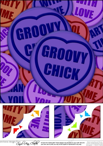 Groovy Chick Sweet Heart - 8 x 8 Scalloped corner Topper