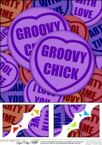 Groovy Chick Sweet Heart - 8 x 8 Scalloped corner Topper