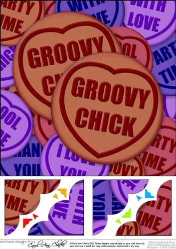 Groovy Chick Sweet Heart - 8 x 8 Scalloped corner Topper