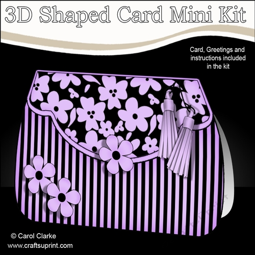 3D Shaped Card  Kit - Pretty Floral Fold Over Clutch Bag