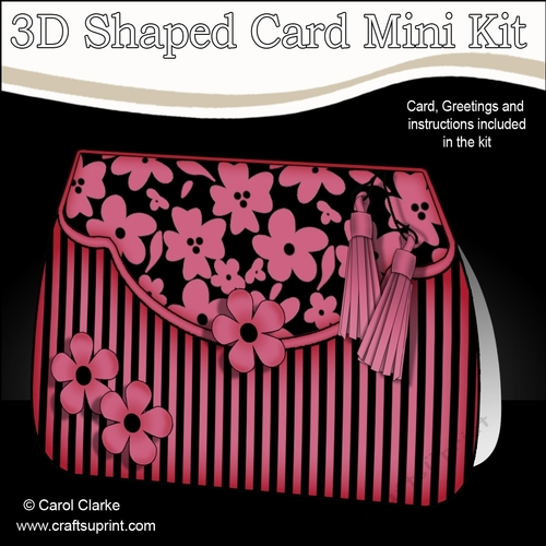 3D Shaped Card  Kit - Pretty Floral Fold Over Clutch Bag