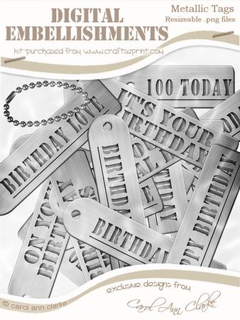 Metallic Birthday Tags Digital Embellishments