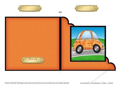 Funky Car with Graffiti Cut and Fold Corner Card 