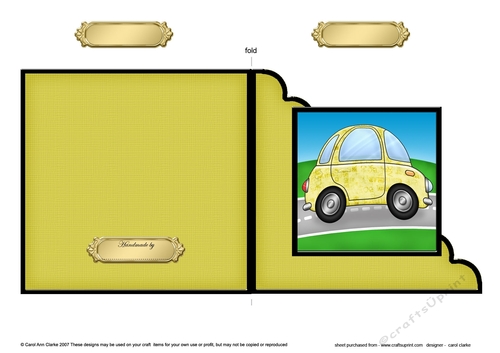 Funky Car with Graffiti Cut and Fold Corner Card 