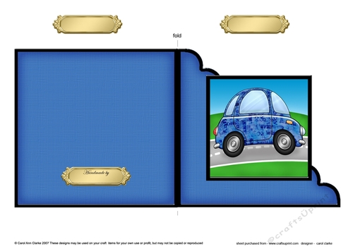 Funky Car with Graffiti Cut and Fold Corner Card 