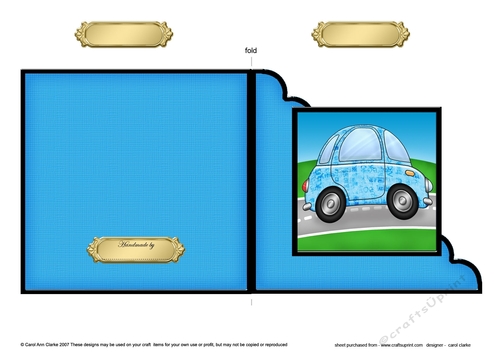 Funky Car with Graffiti Cut and Fold Corner Card 