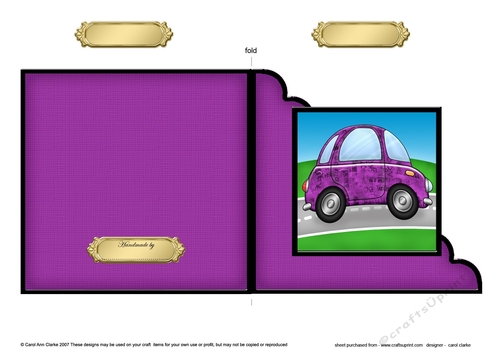 Funky Car with Graffiti Cut and Fold Corner Card 