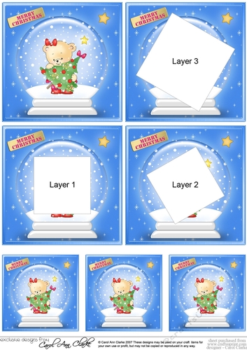 Hunney Bear Rosie has a Christmas Tree -  Snowglobe Twisted Tunnel Topper