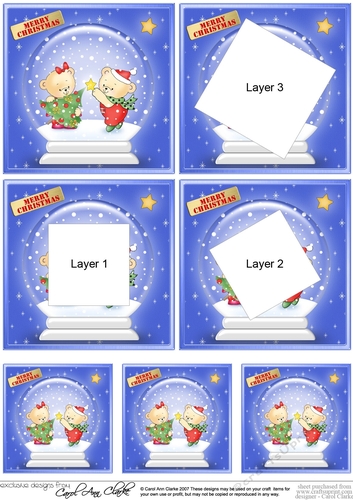 Hunney Bears Robert & Rosie have a Christmas Tree -  Snowglobe Twisted Tunnel Topper
