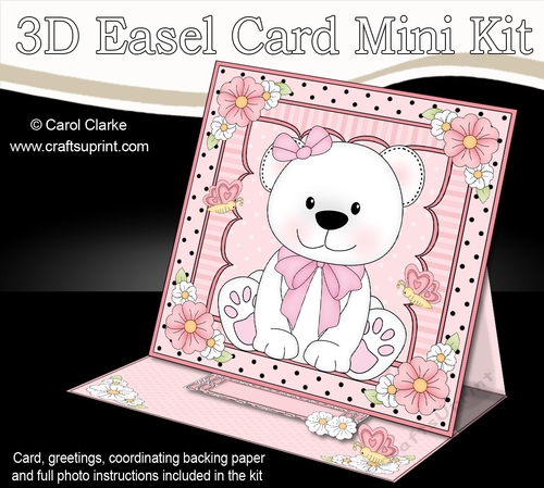 3D Easel Card Mini Kit - Cute Little Teddy Bear