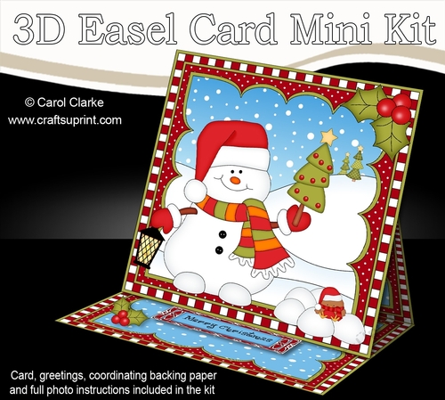 3D Easel Card Mini Kit - Christmas Snowman Oli has an Xmas Tree