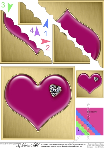 Romantic Enamel Heart  - Scallop Corner side stacker Topper