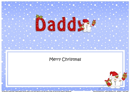 Large DL Merry Christmas DADDY insert with Snowball Sam 
