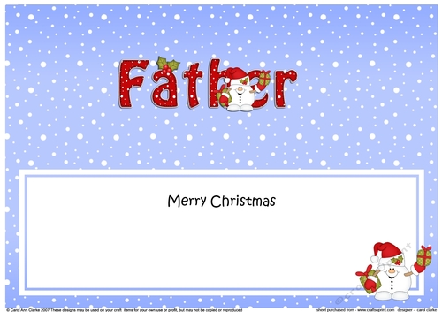 Large DL Merry Christmas FATHER insert with Snowball Sam 