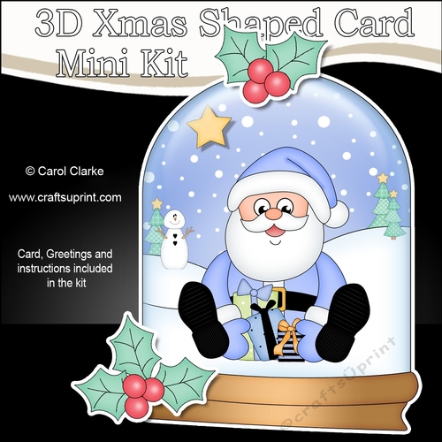 3D Shaped Christmas Snow Globe Card Kit - Santa has lots of Presents!