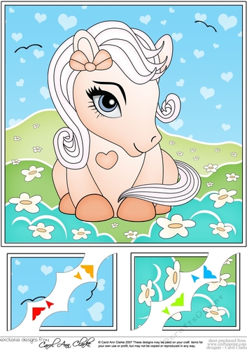 8 x 8 Cute Little Pony Scalloped Corner Topper 