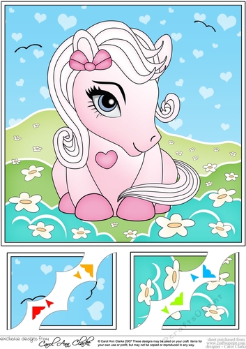 8 x 8 Cute Little Pony Scalloped Corner Topper 