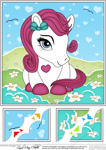 8 x 8 Cute Little Pony Scalloped Corner Topper 
