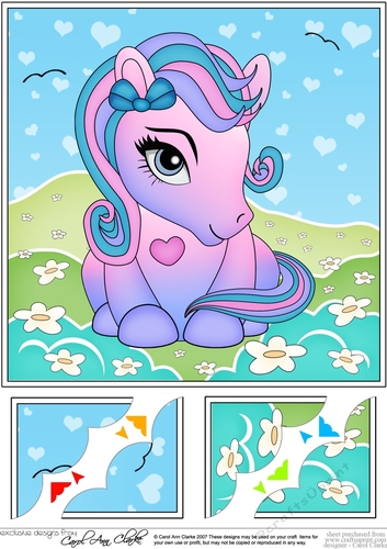 8 x 8 Cute Little Pony Scalloped Corner Topper 