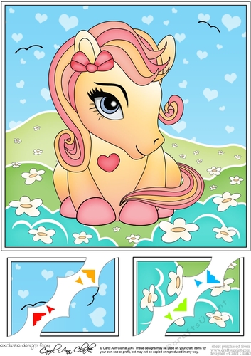8 x 8 Cute Little Pony Scalloped Corner Topper 