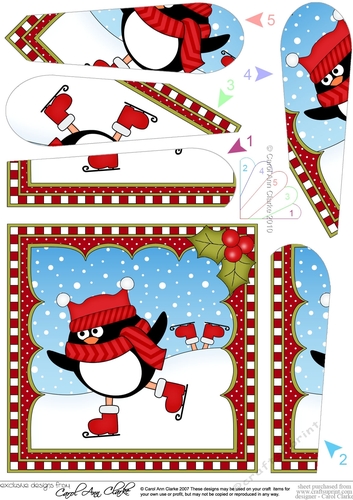 Christmas Penguin Fan Pyramage Topper