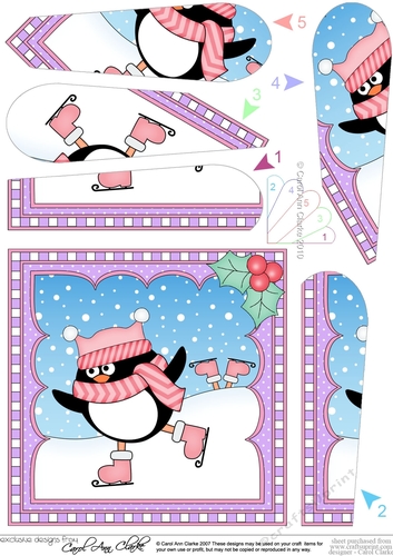 Christmas Penguin Fan Pyramage Topper