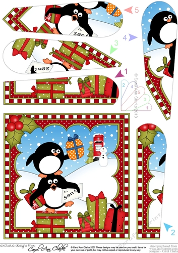 Christmas Penguin Fan Pyramage Topper