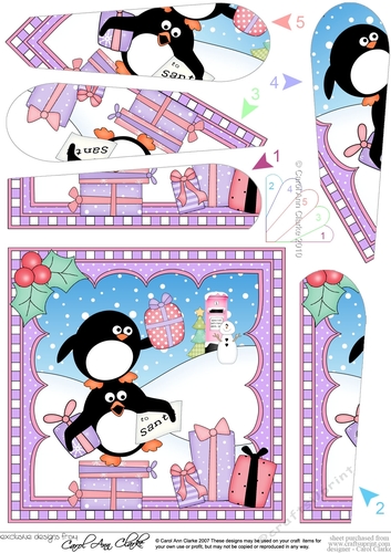 Christmas Penguin Fan Pyramage Topper