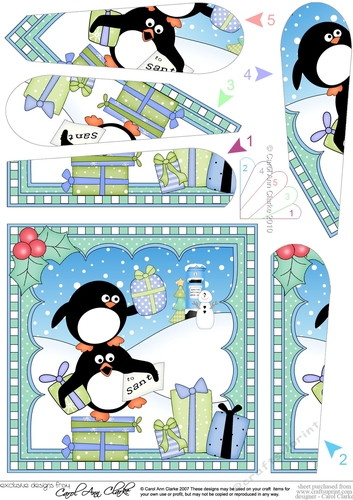 Christmas Penguin Fan Pyramage Topper
