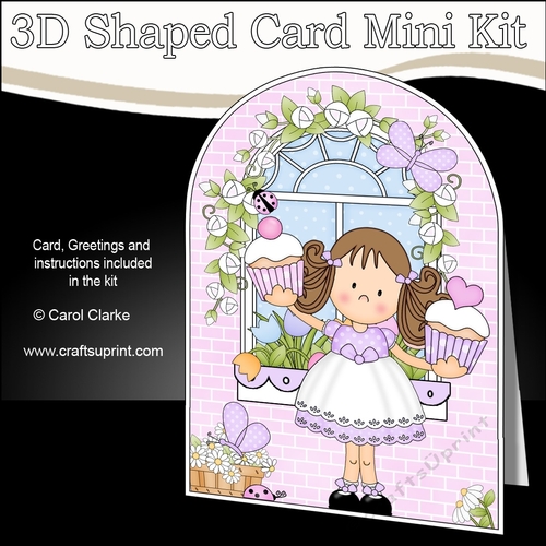 3D Shaped Card  Kit - Country Cottage Girlz Zoe has Cupcakes