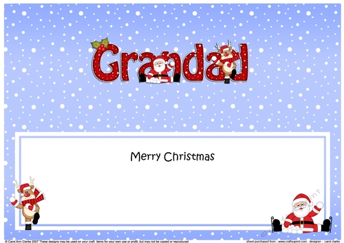 Large DL Merry Christmas GRANDAD with Santa & Rudolph insert