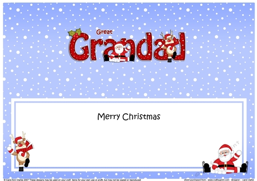 Large DL Merry Christmas GREAT GRANDAD with Santa & Rudolph insert