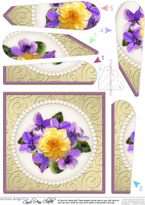 Flowers and Pearls Quick Card with Fan Pyramage Topper
