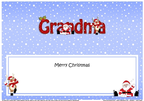 Large DL Merry Christmas GRANDMA with Santa & Rudolph insert