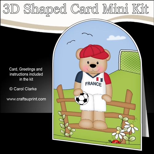 3D Shaped Card Kit - Little Footballer Freddy Teddy Plays for France