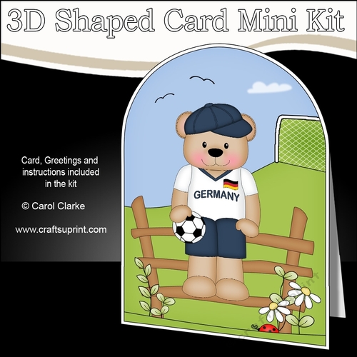 3D Shaped Card Kit - Little Footballer Freddy Teddy Plays for Germany