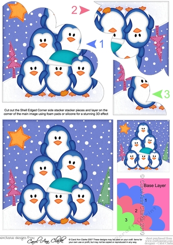 Cute Christmas Penguin Tree Felties  - Shell Edged Corner Side Stacker