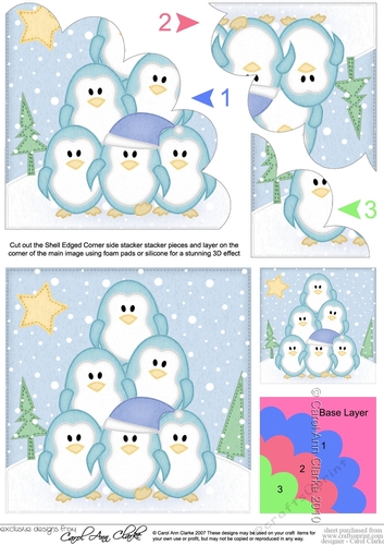 Cute Christmas Penguin Tree Felties  - Shell Edged Corner Side Stacker