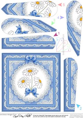 Denim and Daisies Quick Card with Fan Pyramage Topper