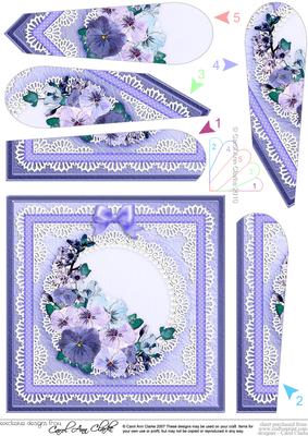 Spring Flowers Lace Quick Card with Fan Pyramage Topper