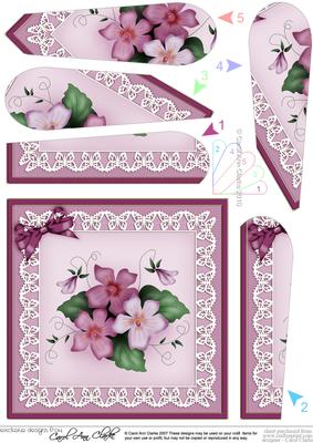Pretty Viola Quick Card with Fan Pyramage Topper