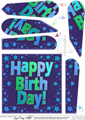 Metallic Happy Birthday Quick Card with Fan Pyramage Topper
