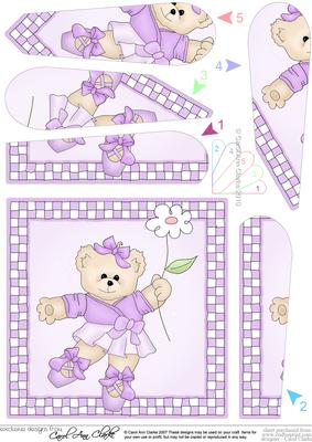 Ballet Teddy Quick Card with Fan Pyramage Topper
