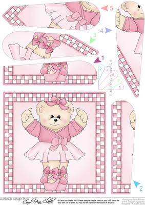Ballet Teddy Quick Card with Fan Pyramage Topper